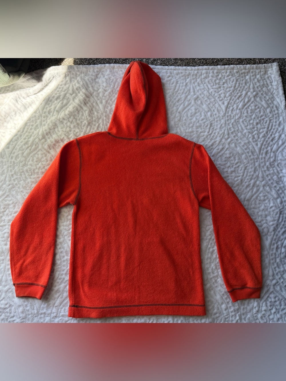Vintage Harley-Davidson Orange Fleece Pullover Hoodie Youth Large 14/16 Biker - Picture 8 of 9